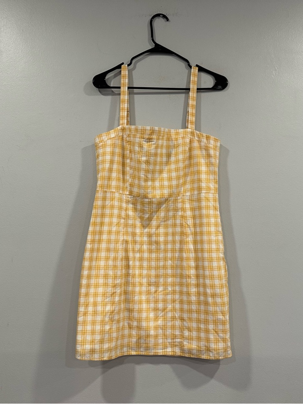 Forever 21 Yellow White Checkered Sleeveless Dress Large L NEW